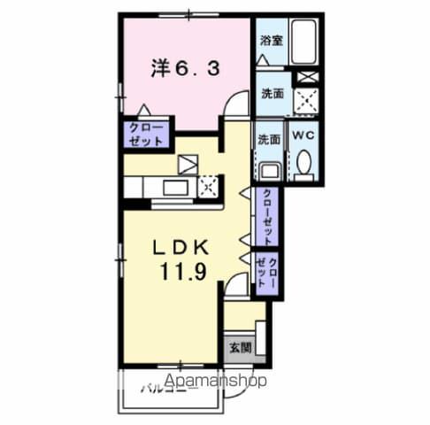 ポポロⅠ(1LDK/1階)の間取り写真