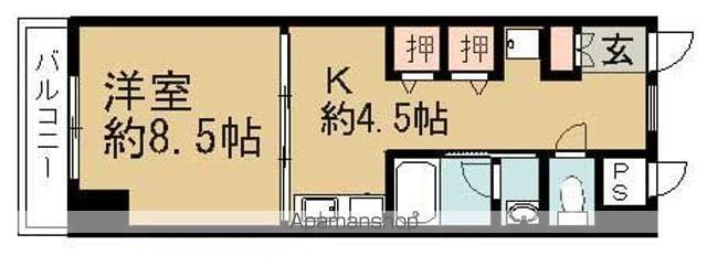 フェリエ・Ⅰ(1DK/2階)の間取り写真