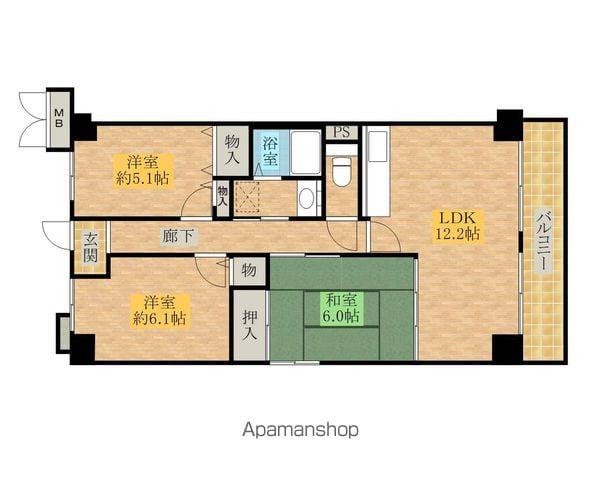 エテルノン泉佐野(3LDK/4階)の間取り写真