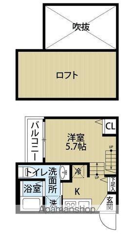 ラ・フォート那珂(1K/2階)の間取り写真