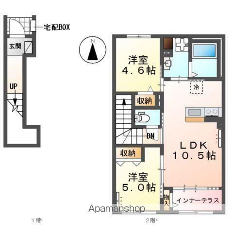 グリーンタウン山手Ⅱ(2LDK/2階)の間取り写真
