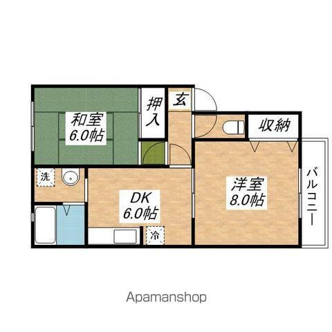 リヴェール(2DK/2階)の間取り写真