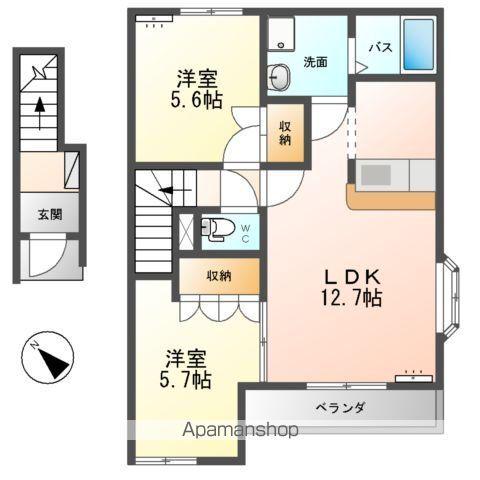 LA MOANA(2LDK/2階)の間取り写真