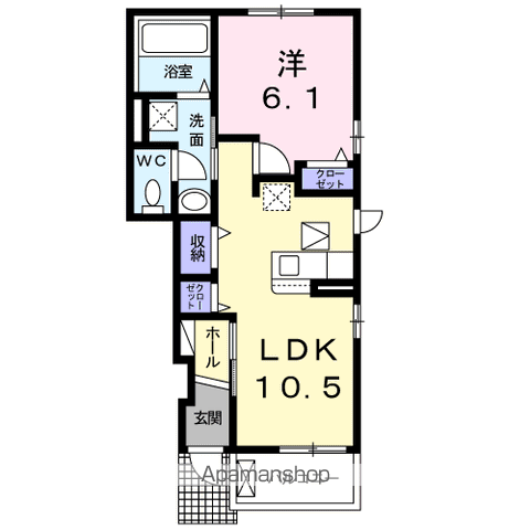 エレガンテ ステラ(1LDK/1階)の間取り写真