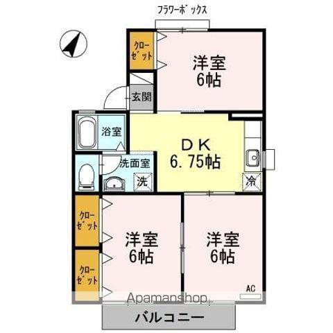 セジュール渋川B棟(3DK/1階)の間取り写真