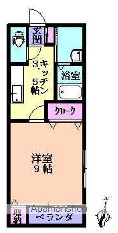 プリムヴェールS(1K/2階)の間取り写真