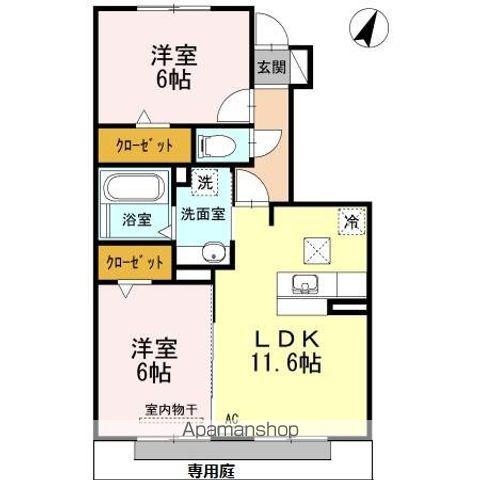 ベルデュール(2LDK/1階)の間取り写真