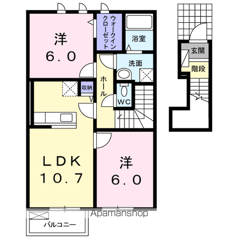 ソレアードⅥ(2LDK/2階)の間取り写真