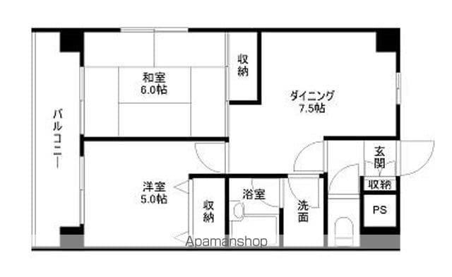 ホポロ東万代(2DK/3階)の間取り写真