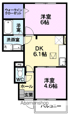 ソール・オリエンスB(2DK/1階)の間取り写真