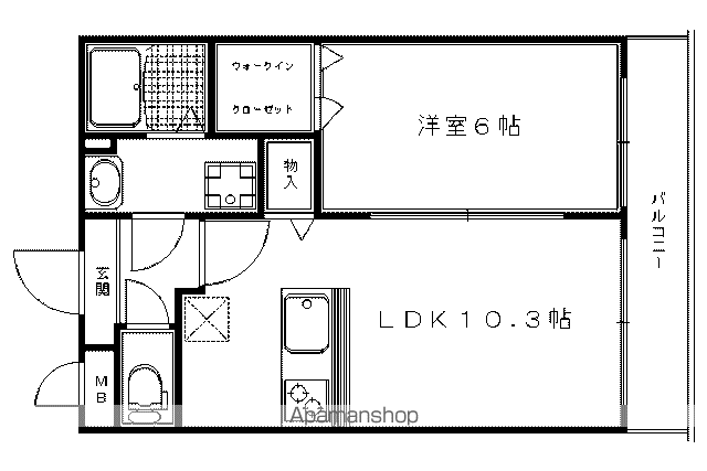 マリベール北山(1LDK/4階)の間取り写真