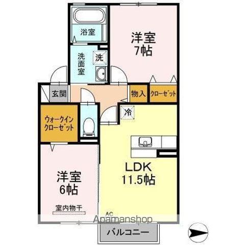 サンディーア A棟(2LDK/2階)の間取り写真
