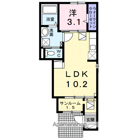 ラペシュ・クオーレ(1LDK/1階)の間取り写真