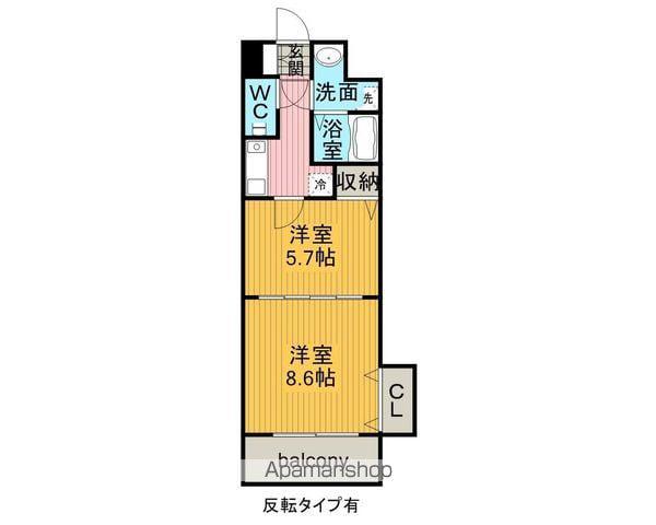 セントラル名古屋(2K/6階)の間取り写真