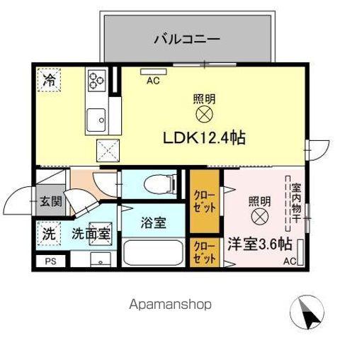 プレミスト新八代(1LDK/1階)の間取り写真