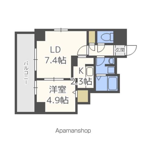 レジディア北2条イーストⅡ(1LDK/6階)の間取り写真