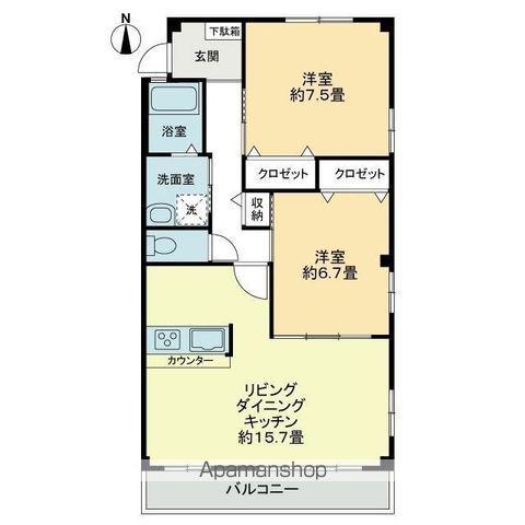 フォブールイデアル(2LDK/1階)の間取り写真