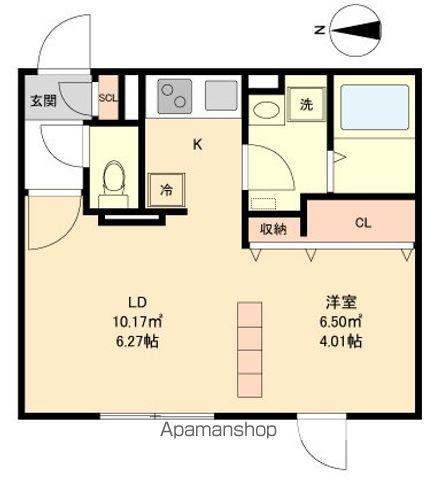 BRANCHE覚王山Ⅱ(1K/2階)の間取り写真
