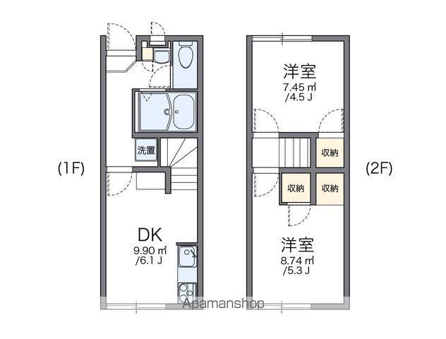 レオパレスタウンビュー飛田Ⅱ(2DK/1階)の間取り写真