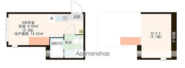 ハーモニーテラス中台(ワンルーム/2階)の間取り写真
