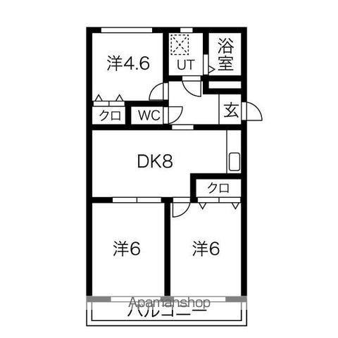 ファミールイレブン(3DK/1階)の間取り写真