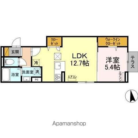 DーROOM弁天3丁目 C(1LDK/1階)の間取り写真