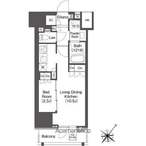 レフィールオーブ代々木(1LDK/4階)の間取り写真