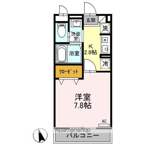 パルフェ三輪 A(1K/3階)の間取り写真