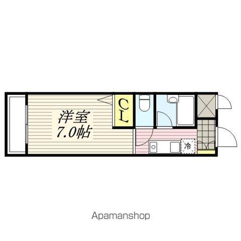 広尾マンション(ワンルーム/2階)の間取り写真