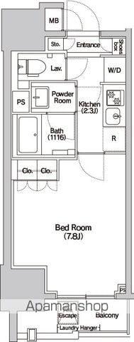 HALUWA芝公園(1K/8階)の間取り写真