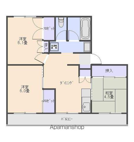 ピースシーサイド黒崎(3DK/1階)の間取り写真