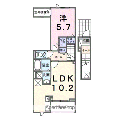 ホグワーツB(1LDK/2階)の間取り写真