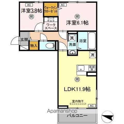 ジャルダン(2LDK/2階)の間取り写真