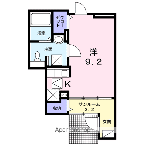 マーキュリーⅡ(ワンルーム/1階)の間取り写真