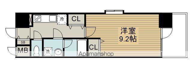 クレアドーレ南草津(1K/9階)の間取り写真