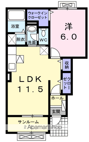 ルーチェ・デル・ソレⅡ(1LDK/1階)の間取り写真