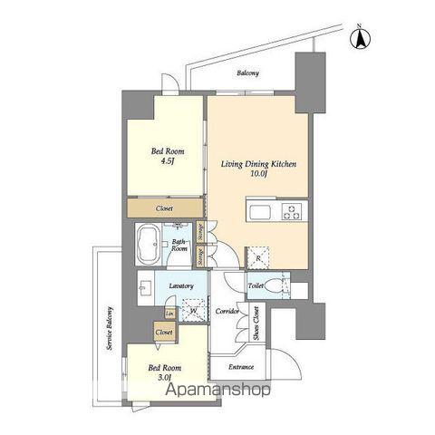 コンフォリア竹ノ塚イースト(2LDK/10階)の間取り写真
