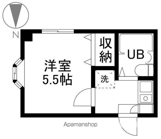 サキシードミウラ(1K/2階)の間取り写真