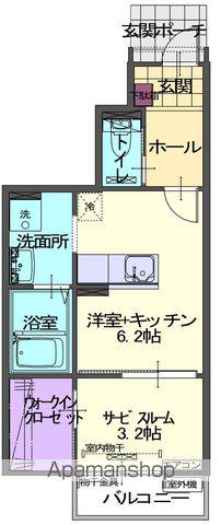 HARUⅡ(ワンルーム/1階)の間取り写真