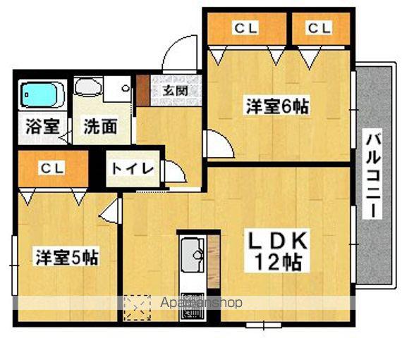 エスペランサ初芝(2LDK/1階)の間取り写真