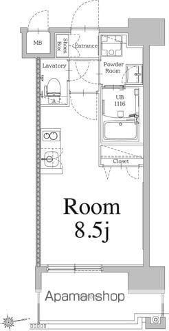 エンクレスト天神LIFE(ワンルーム/14階)の間取り写真