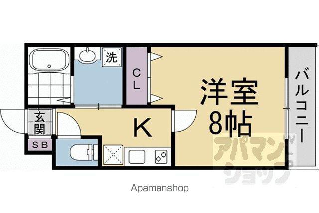 グランディール円町(1K/2階)の間取り写真