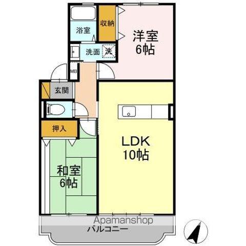 コンフォール稲荷前(2LDK/2階)の間取り写真