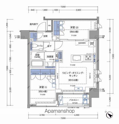 ラティエラ横濱大通公園(2LDK/9階)の間取り写真