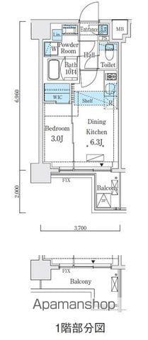 リビオメゾン新大橋(1DK/2階)の間取り写真