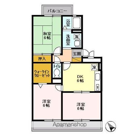 ヴィラ・グリーンヒルズ(3DK/1階)の間取り写真