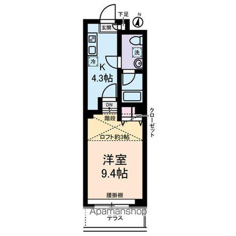 レクエルドF(1K/1階)の間取り写真