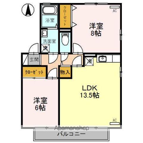 グレイス・ヴィラ B(2LDK/2階)の間取り写真