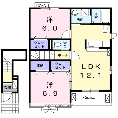 ル・ココンA(2LDK/2階)の間取り写真