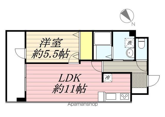 ブランドール山王(1LDK/5階)の間取り写真